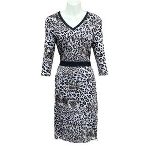 Robert Rodrigez animal print stretchy Vneck bodycon midi dress Size 2